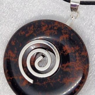 Mahagon obsidiaan ripats, kinnituse ja paelaga