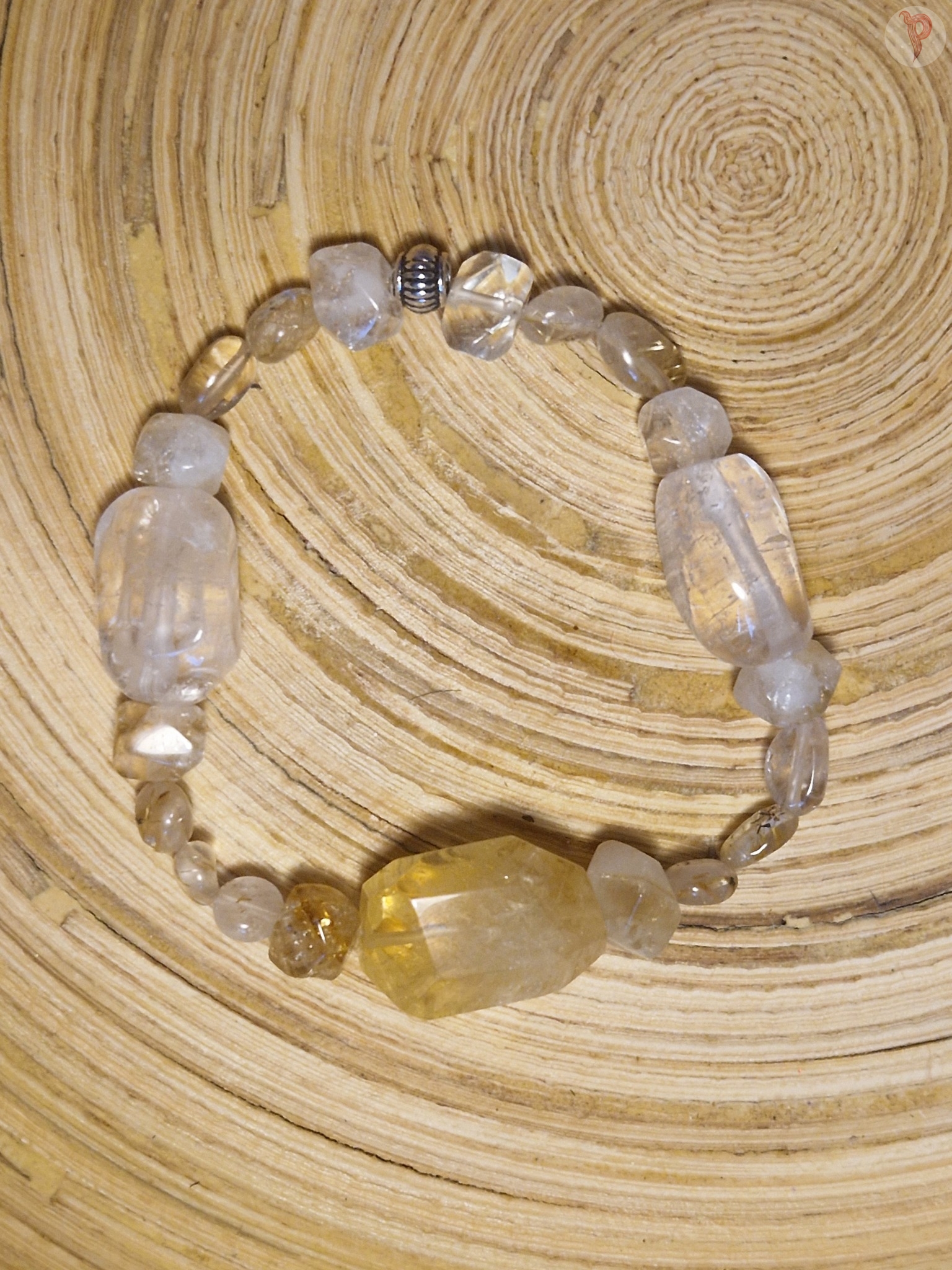 Tsitriin, mäekristall ja rutiilkvarts käevõru